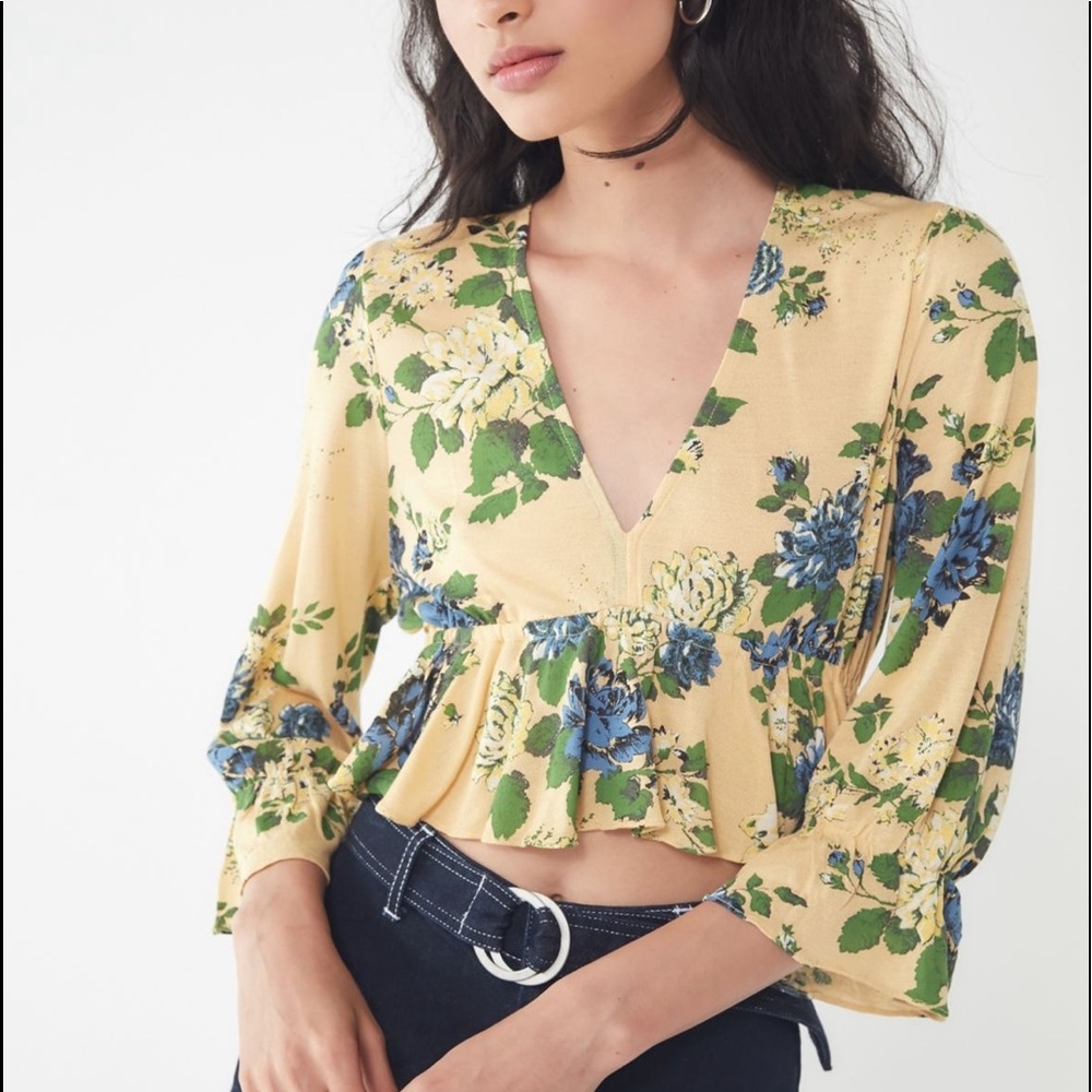 urban outfitters Blossom Peplum Cropped Top